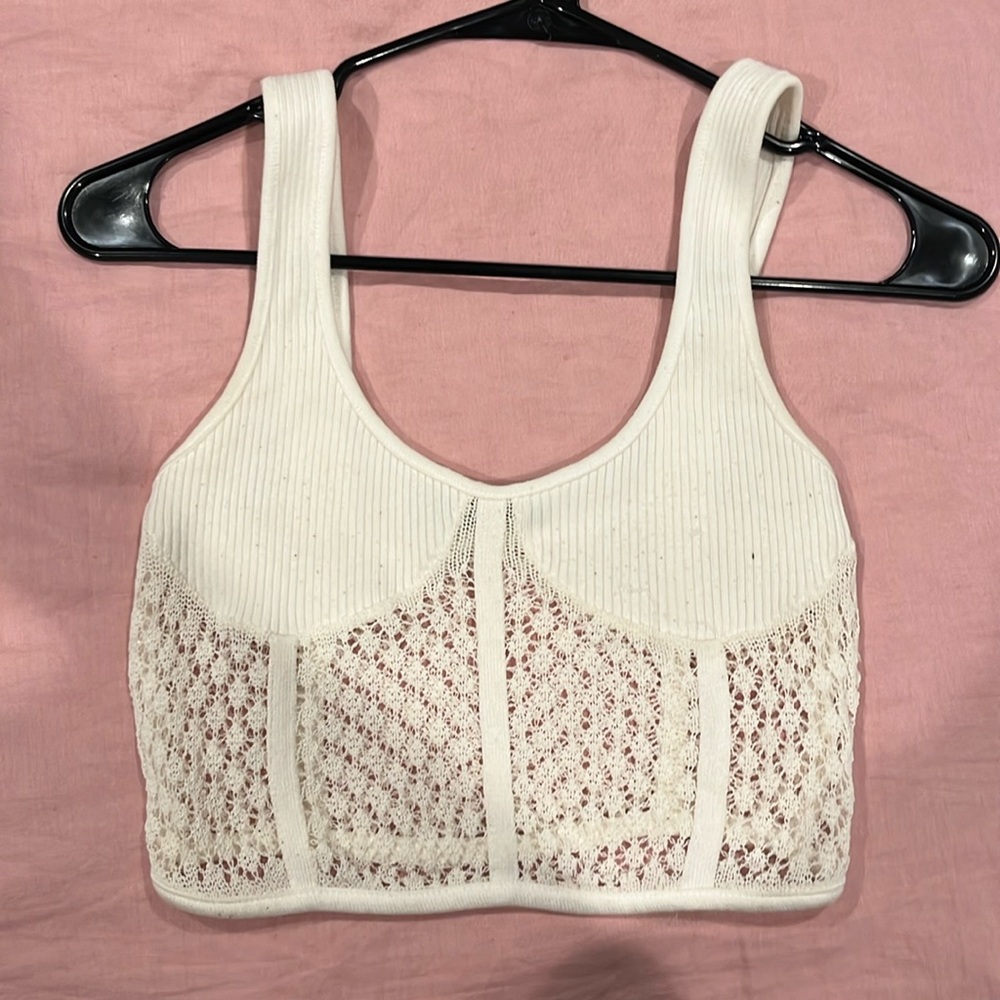 Zara white tank top with mesh